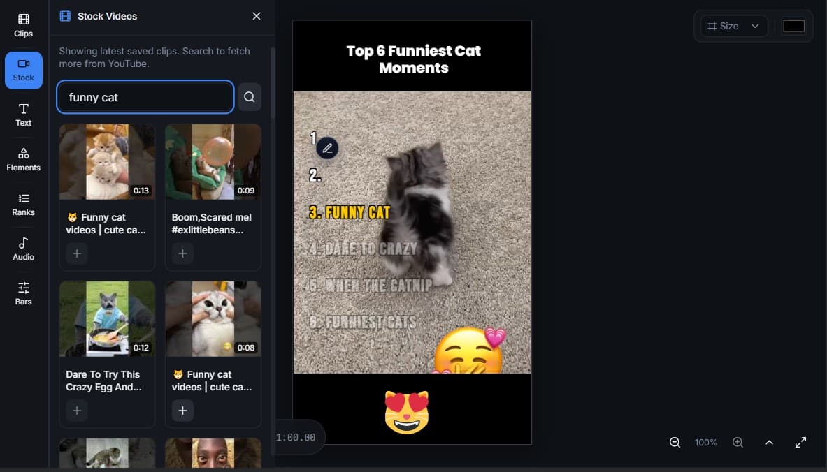 Stock videos search and add flow in RankClips